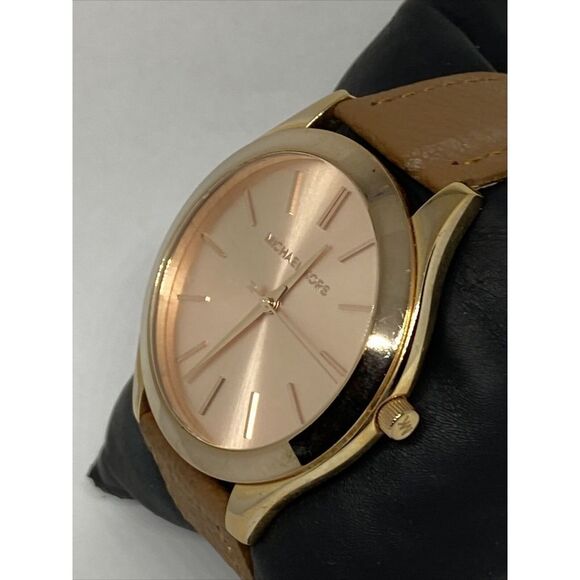 Michael Kors Runway MK3197 Unisex Brown Leather Analog Dial Quartz Watch EY315 - Picture 4 of 12